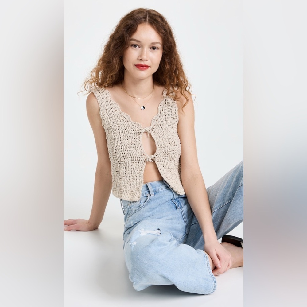 TACH ANGELA CROCHET TOP - BEIGE, SIZE S